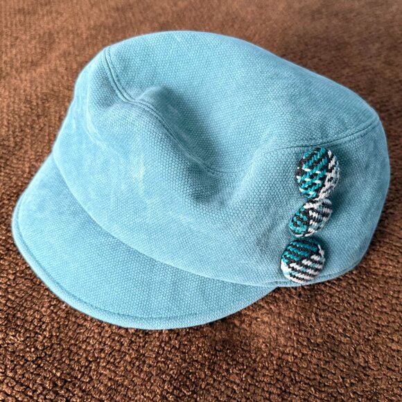 San Diego Hat Company Accessories - Vintage San Diego Hat Co Powder Blue Pageboy Hat w/ Contrast Bottons